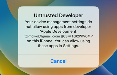 iOS Development - How to Fix Untrusted Developer Error 1