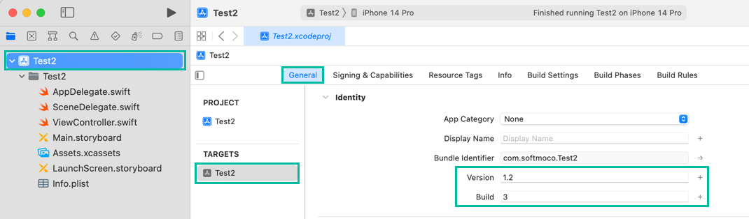 Check app version and build number in Xcode 1