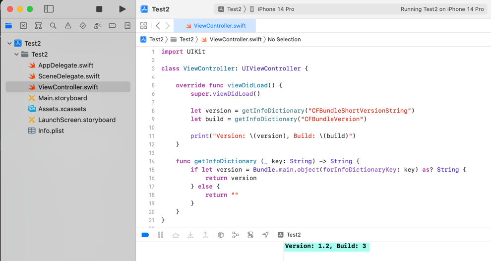 Check app version and build number in Xcode 2