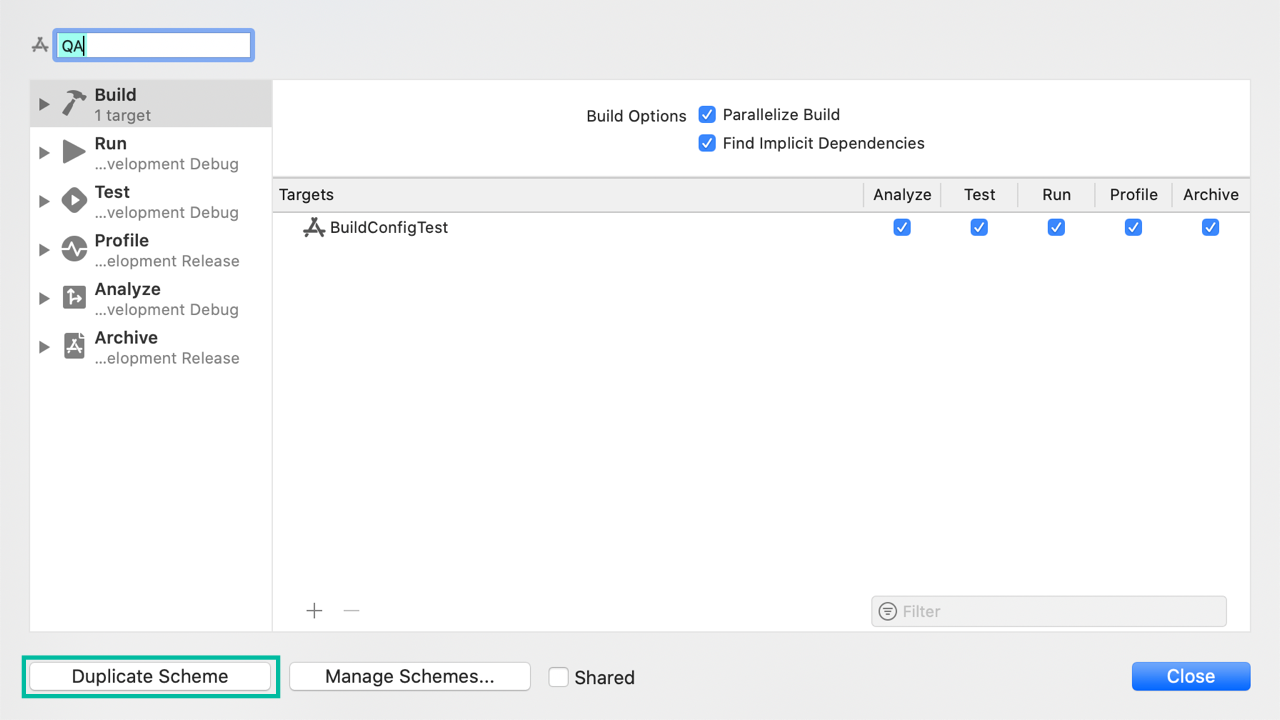 How to Create and Configure a Build Scheme in Xcode 13