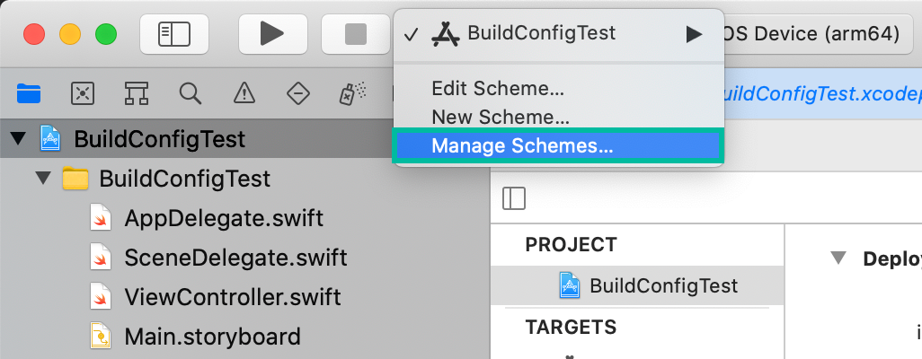 How to Create and Configure a Build Scheme in Xcode 9