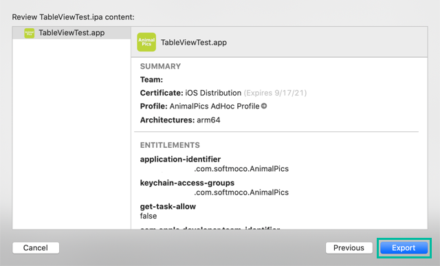Generate an .ipa file for Ad Hoc distribution in Xcode 12