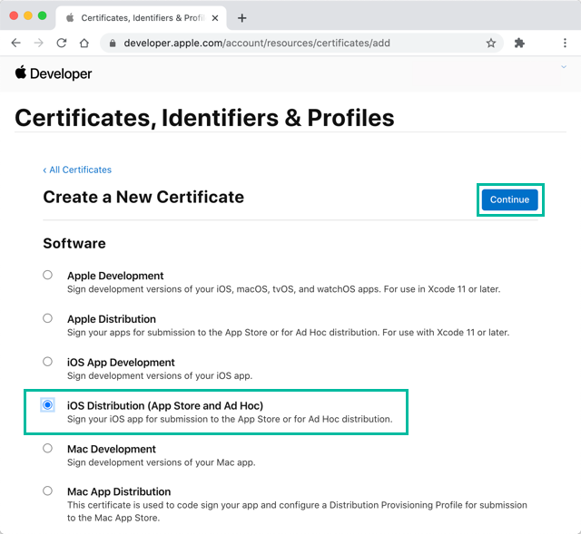 Generate an App Store Distribution Certificate 7