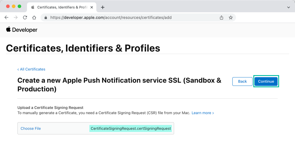 Generate an Apple Push Notification service Certificate 9