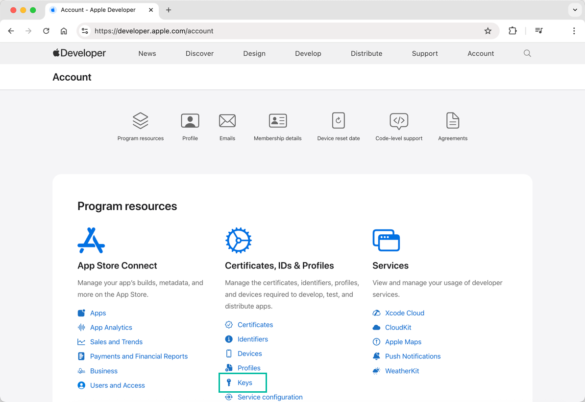 How to Generate an APNs Key 1