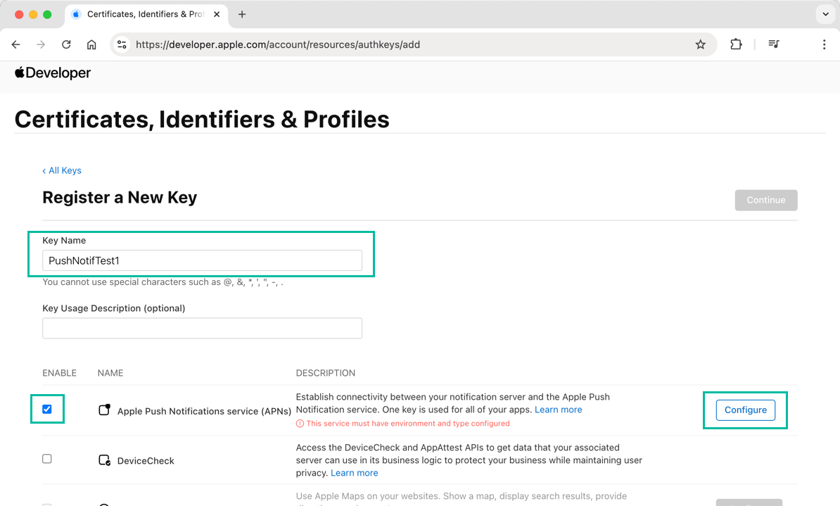 How to Generate an APNs Key 3