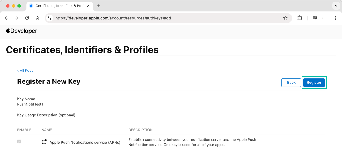 How to Generate an APNs Key 6