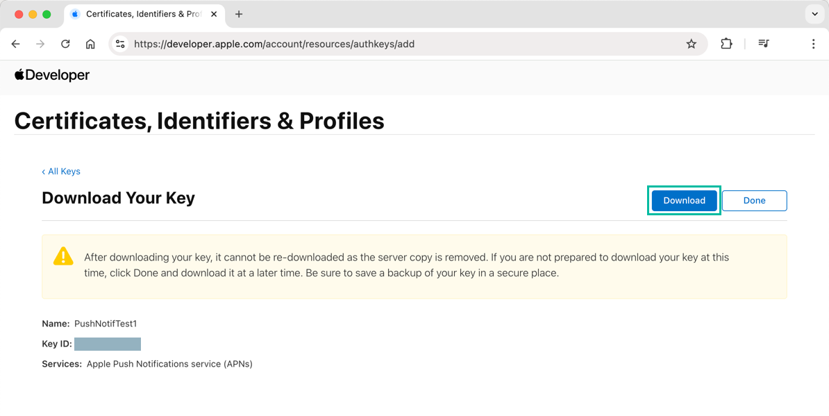 How to Generate an APNs Key 7