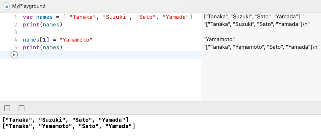 Swift の Array 配列 要素の変更 追加 Swift の Array 配列 Swift 入門 Ios 開発入門