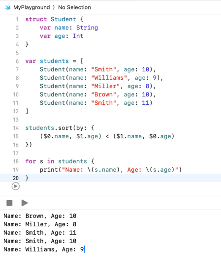 Swift Array - Sorting Elements 1