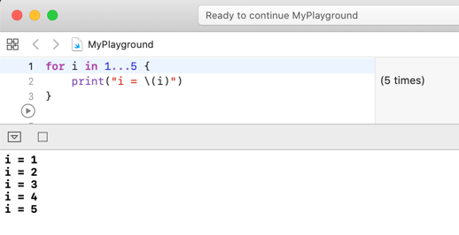 Swift for-in Loop 1