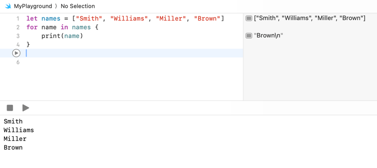 Swift for-in Loop 2