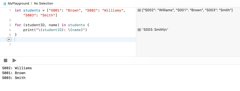 Swift for-in Loop 3