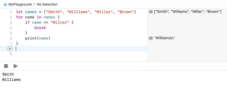 Swift for-in Loop 5