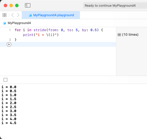 Swift for loop with stride() 2