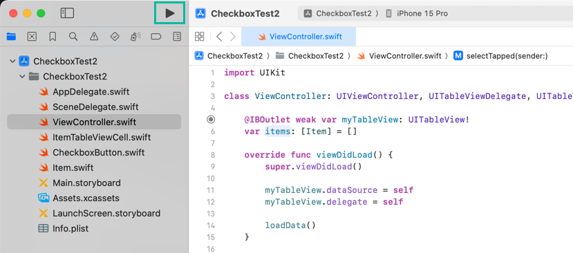 Swift - How to Add a Checkbox to a Table View Cell 15