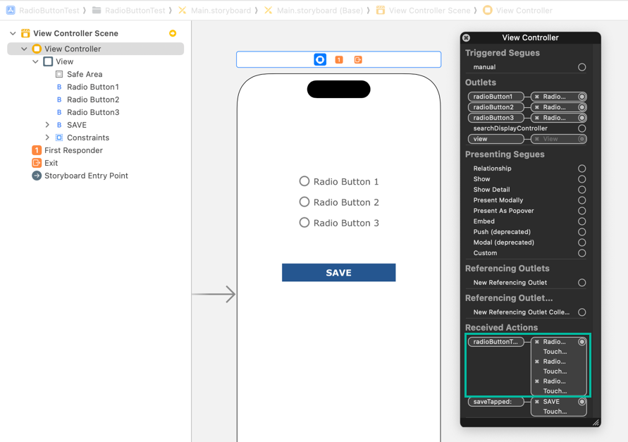 All radio buttons connected