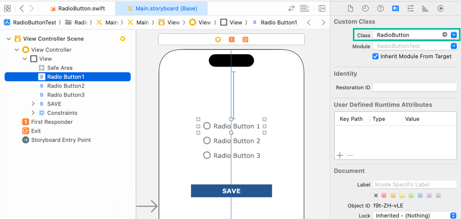 Change button class to RadioButton