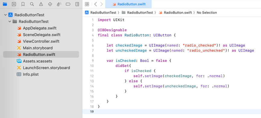 RadioButton class code