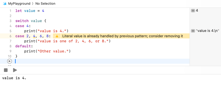 Swift switch statement 2