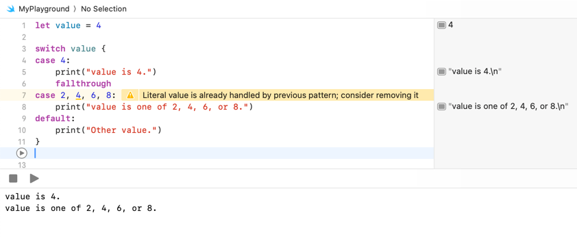 Swift switch statement 3