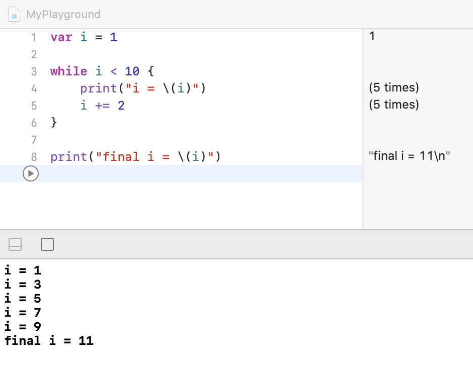 Swift while statement 1