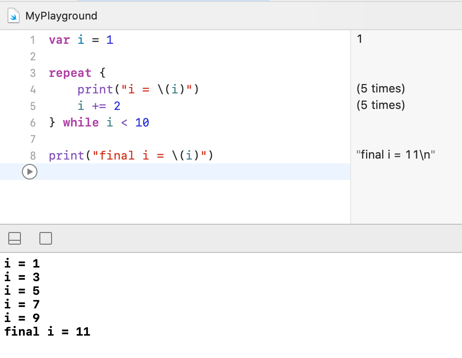 Swift repeat-while statement 2